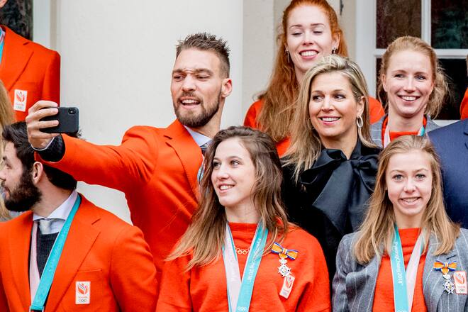 Königin Maxima (NL), beim Empfang der niederländischen Medaillengewinner der Olympischen und Paralympischen Winterspiele 2018, Noordeinde Palast, Den Haag, Niederlande. 23. März 2018