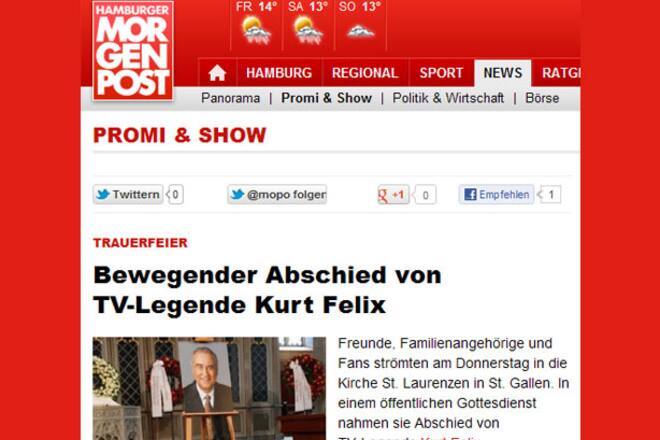 Kurt Felix internationale Medien Hamburger Morgenpost