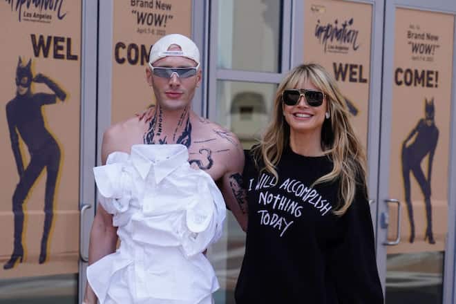 PASADENA, CA - APRIL 6: Heidi Klum and Yannik Zamboni are seen on April 6, 2023 in Pasadena, California. (Photo by Hollywood To You/Star Max/GC Images)
