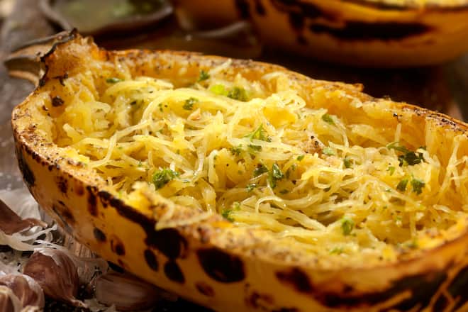 Spaghetti Squash with Garlic Herb Butter - Photographed on Hasselblad H3D2-39mb Camera