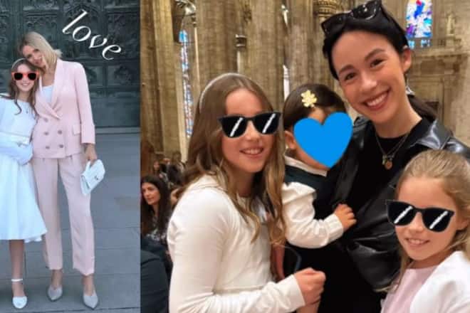 Michelle Hunziker und Aurora Ramazzotti an der Firmung von Sole in Mailand.