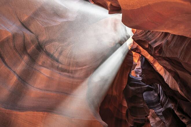 sunray into naural stone walls