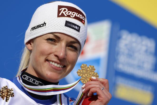 CORTINA D'AMPEZZO, ITALY - FEBRUARY 18 : Lara Gut-behrami of Switzerland wins the gold medal during the FIS Alpine Ski World Championships Women's Giant Slalom on February 18, 2021 in Cortina d'Ampezzo Italy. (Photo by Alexis Boichard/Agence Zoom/Getty Images)