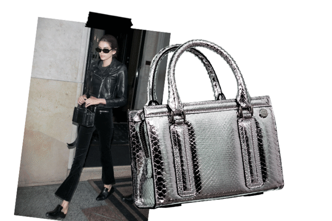 Kaia Gerber mit einer Mini Tote von Stalvey