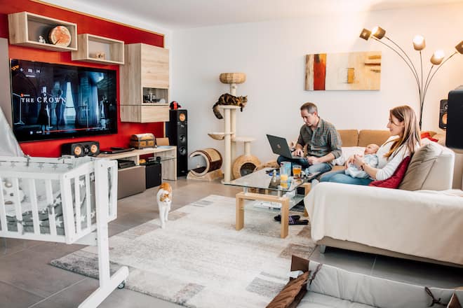 Mirjam und Andreas Portmann mit Sohn Yannik, 2021