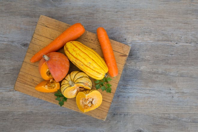 Gemüse für natürliche Bräune