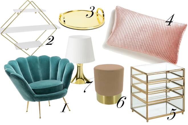 Die 7 schönsten Samt und Gold Artikel