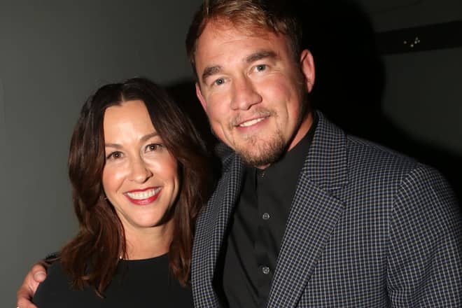 NEW YORK, NEW YORK - DECEMBER 05: Alanis Morissette and husband Mario âSouleyeâ Treadway pose at the opening night of the new Alanis Morissette musical "Jagged Little Pill" on Broadway at The Broadhurst Theatre on December 5, 2019 in New York City. (Photo by Bruce Glikas/FilmMagic)