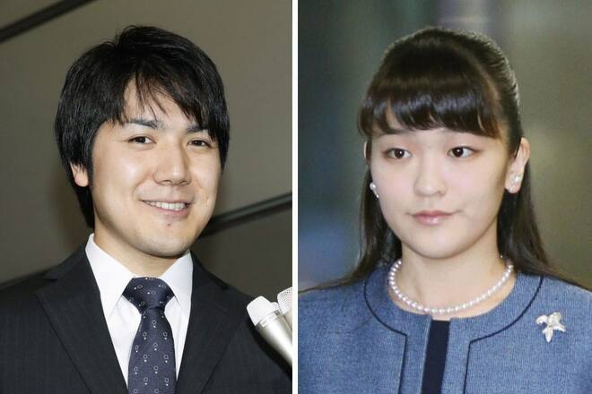 Combined filed photo shows Japanese Princess Mako (R), the eldest grandchild of Emperor Akihito, and her longtime boyfriend from university days Kei Komuro. The two will be formally engaged in March 2018, which will be followed by a wedding ceremony likely to be held on Nov. 4, Imperial Household Agency sources said. (Kyodo)==Kyodo(Photo by Kyodo News via Getty Images)