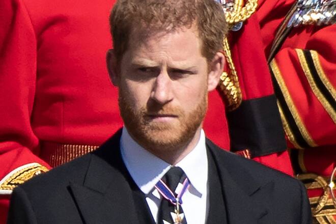 Prinz Harry bei der Beerdigung von Prinz Philip im April 2021.