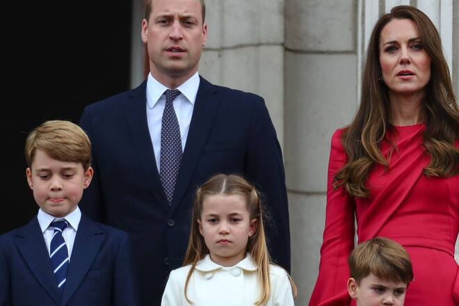 Prinz William und seine Familie auf dem Balkon des Buckingham Palastes.