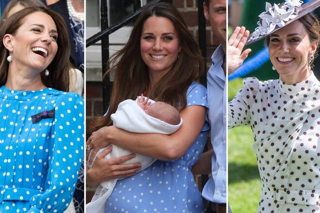 Herzogin Kate trug sogar bei der Präsentation ihres ersten Kindes (M.) ein Pünktchen-Minikleid.