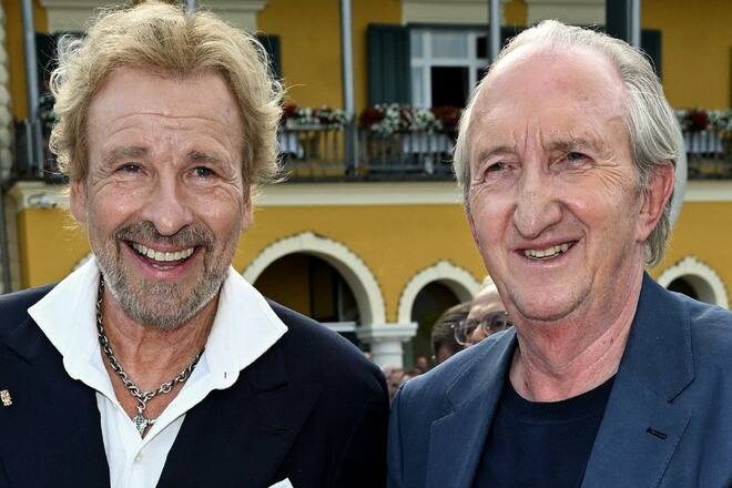 Thomas Gottschalk (l.) und Mike Krüger beim 40-Jahre-Supernasen-Fest in Velden.