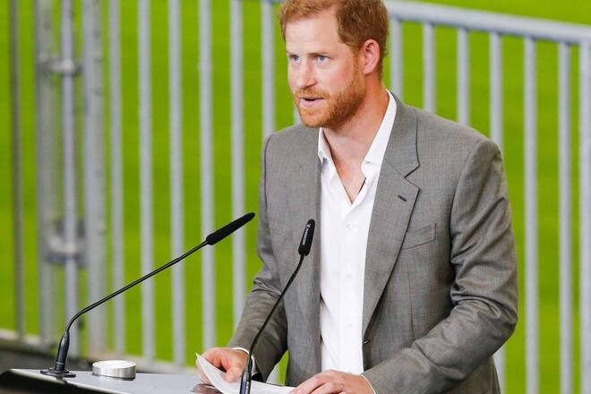 Prinz Harry bei seiner Rede in Düsseldorf.