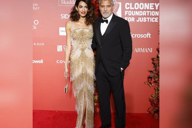 Amal und George Clooney bei der Premiere der Albie Award Preisverleihung ihrer «Clooney Foundation For Justice» am Donnerstag in der New York Public Library.