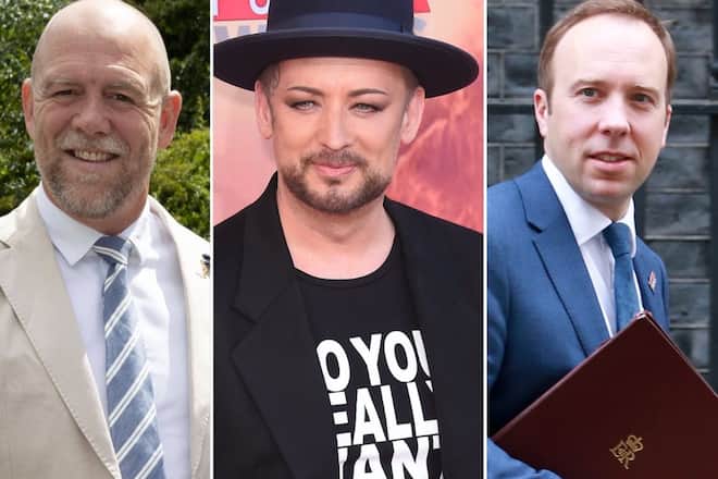 Royal Mike Tindall, Sänger Boy George und Ex-Minister Matt Hancock (v.l.n.r.) ziehen ins britische Dschungelcamp 2022 ein.