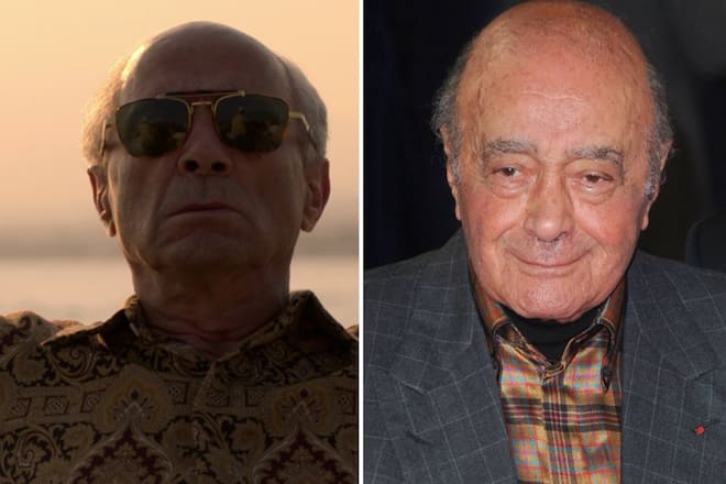 Salim Daw (li.) in «The Crown» und der echte Mohamed Al-Fayed im Jahr 2015.