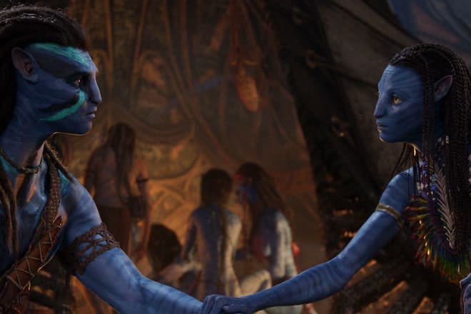Sam Worthington als Jake Sully (l.) und Zoe Saldana als Neytiri in «Avatar: The Way of Water».