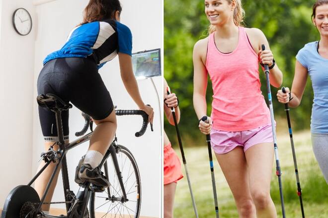 Indoor-Cycling (l.) und Nordic-Walking waren dieses Jahr zwei der begehrtesten Sportarten.