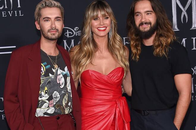 Bill Kaulitz (li.) zusammen mit Heidi Klum und deren Ehemann Tom Kaulitz.