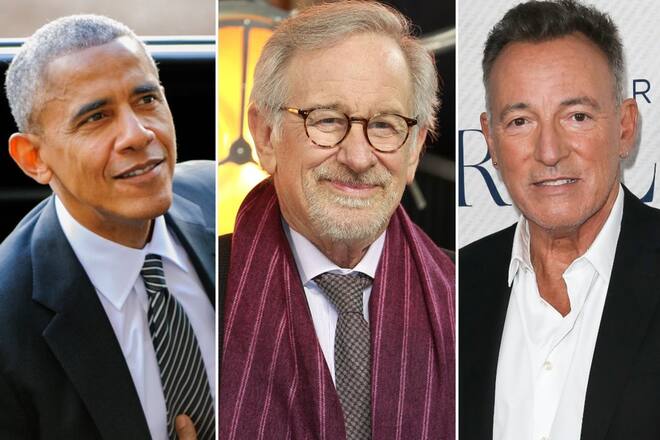 Wurden zu dritt beim Dinner in Barcelona gesichtet: Barack Obama, Steven Spielberg und Bruce Springsteen (v.l.n.r.).