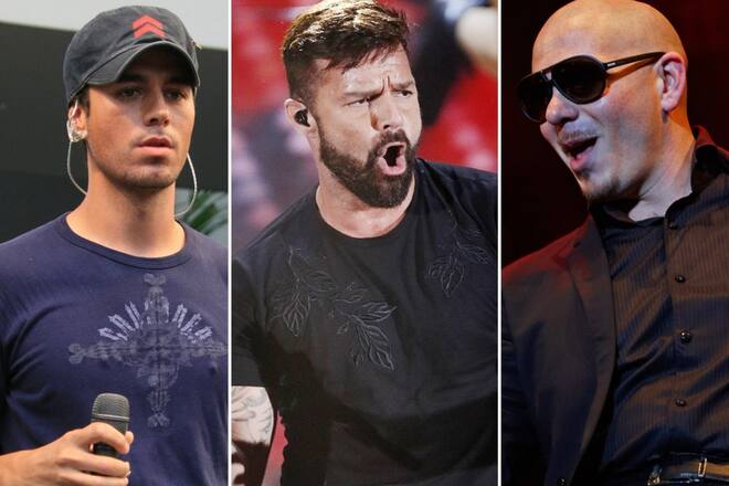 Enrique Iglesias, Ricky Martin und Pitbull (v.l.) stehen ab Oktober gemeinsam auf der Bühne.