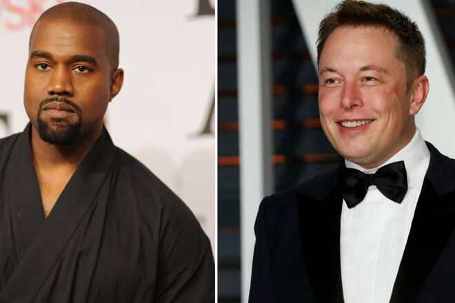 Elon Musk (r.) stellt das X-Konto - früher Twitter - von Kanye West wieder her.