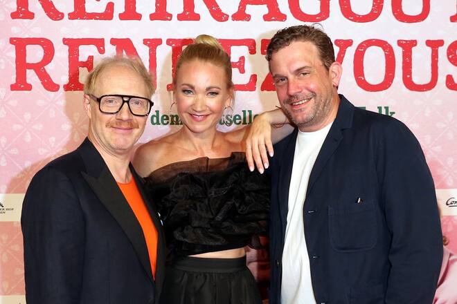 Sebastian Bezzel (r.), Lisa Maria Potthoff und Simon Schwarz bei «Rehragout-Rendezvous»-Premiere in München.