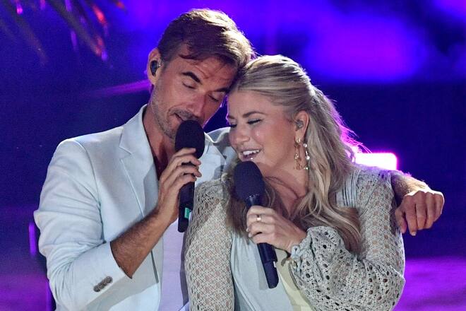 Florian Silbereisen und Beatrice Egli bei der «Schlagerstrandparty 2023».