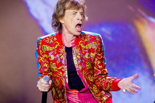 Mick Jagger auf der Bühne.