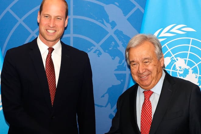 Prinz William an der Seite von Generalsekretär António Guterres.