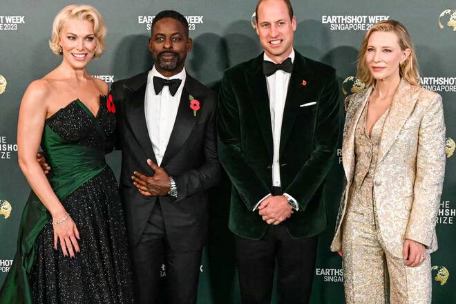 Hannah Waddingham, Sterling K. Brown, Prinz William und Cate Blanchett (v.l.) bei der Verleihung der Earthshot Prize Awards in Singapur.