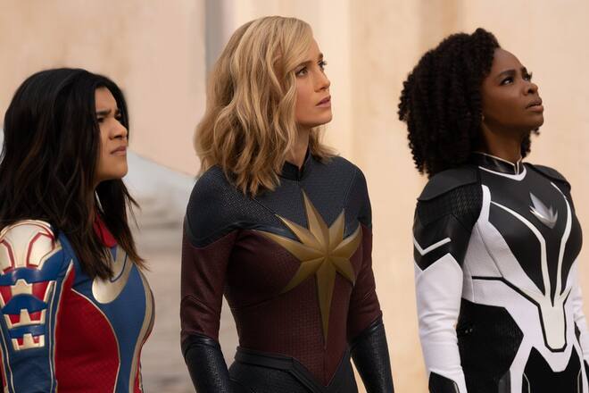 Iman Vellani, Brie Larson und Teyonah Parris (v.l.n.r.) spielen die Hauptrollen in «The Marvels».