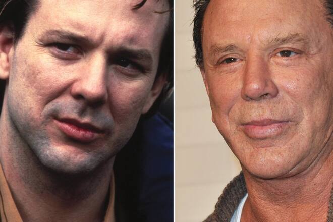Mickey Rourke in "Der Pate von Greenwich Village" aus dem Jahr 1984 (l.) und im Jahr 2010 in Los Angeles, Kalifornien.