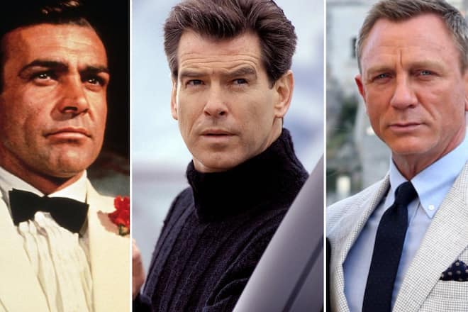 Sean Connery, Pierce Brosnan und Daniel Craig (v.l.n.r.): Drei der bekanntesten Bond-Darsteller nebeneinander.
