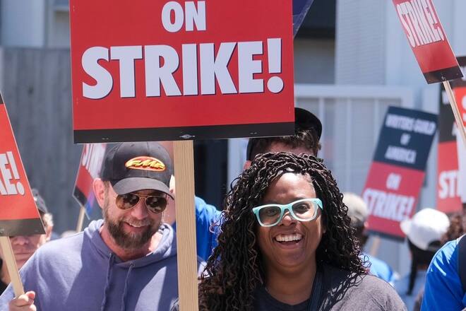 Mitglieder der Autorengewerkschaft WGA im Streik.