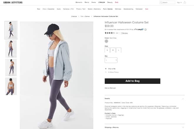 Influencer-Kostüm von Urban Outfitters