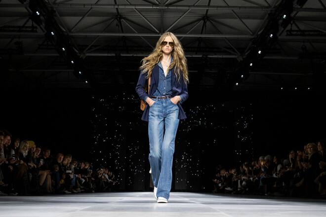 PARIS, FRANCE - SEPTEMBER 27: A model walks the runway during the Celine Womenswear Spring/Summer 2020 show as part of Paris Fashion Week on September 27, 2019 in Paris, France. (Photo by Peter White/Getty Images)