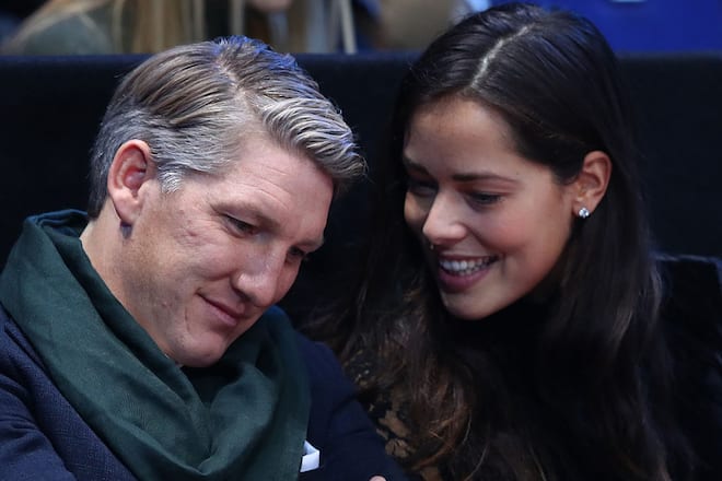 LONDON, ENGLAND - NOVEMBER 20: (L-R) Bastian Schweinsteiger and Ana Ivanovic attend the Singles Final between Novak Djokovic of Serbia and Andy Murray of Great Britain at the O2 Arena on November 20, 2016 in London, England. (Photo by Clive Brunskill/Getty Images)