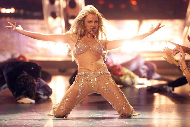 Britney Spears performing onstage at the 2000 MTV Video Music Awards held at Radio City Music Hall on September 7, 2000 Photographer: Scott Gries/ImageDirect