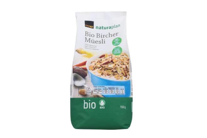 Dieses Müesli enthält nur Getreide und getrocknete Apfelstücke – keinen Zucker und andere Zusätze.