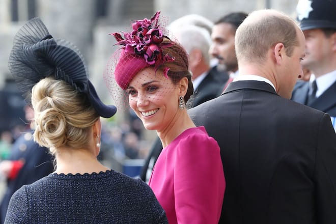 WINDSOR, ENGLAND - OCTOBER 12: Sophie, Countess of Wessex, Catherine, Duchess of Cambridge and Prince William, Duke of Cambridge attend the wedding of Princess Eugenie of York and Jack Brooksbank at St. George's Chapel on October 12, 2018 in Windsor, England. (Photo by Gareth Fuller - WPA Pool/Getty Images)
