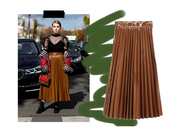 Collage Street Style Fashion Week Paris mit plissiertem Jupe von H&M