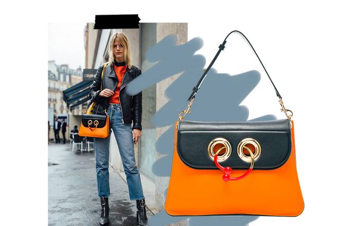 Collage Street Style Fashion Week Paris mit Tasche von J.W. Anderson
