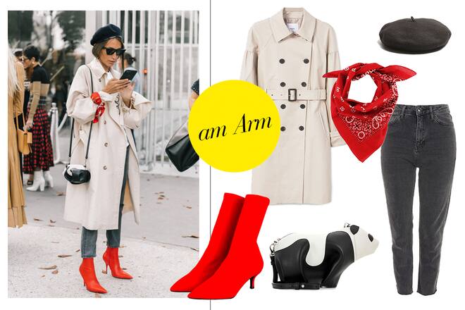 Neu: Das Bandana am Handgelenk über dem Trenchcoat