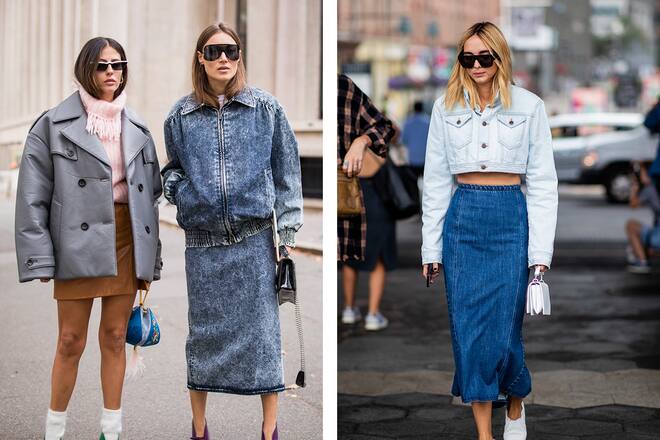 Denim Midiröcke Street Style