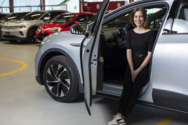 Lea Miggiano, CMO und Co-Gruenderin Carvolution, fotografiert am Dienstag, 22. Maerz 2022, am Sitz von Carvolution in Bannwil. (KEYSTONE/Christian Beutler)