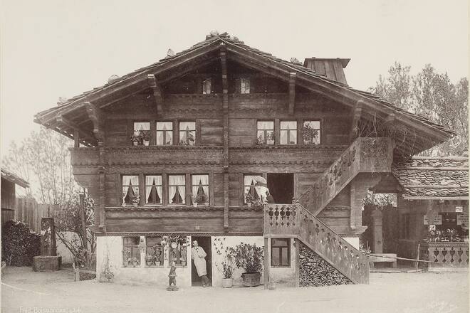 old photograph os a swiss chalet