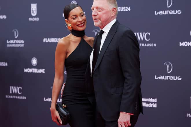 Boris Becker und seine Partnerin Lilian de Carvalho Monteiro bei den Laureus World Sports Awards 2024 in Madrid.