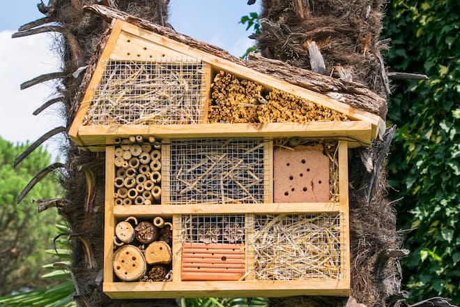Insektenhotels gibt es in unterschiedlichen Formen und VArianten.